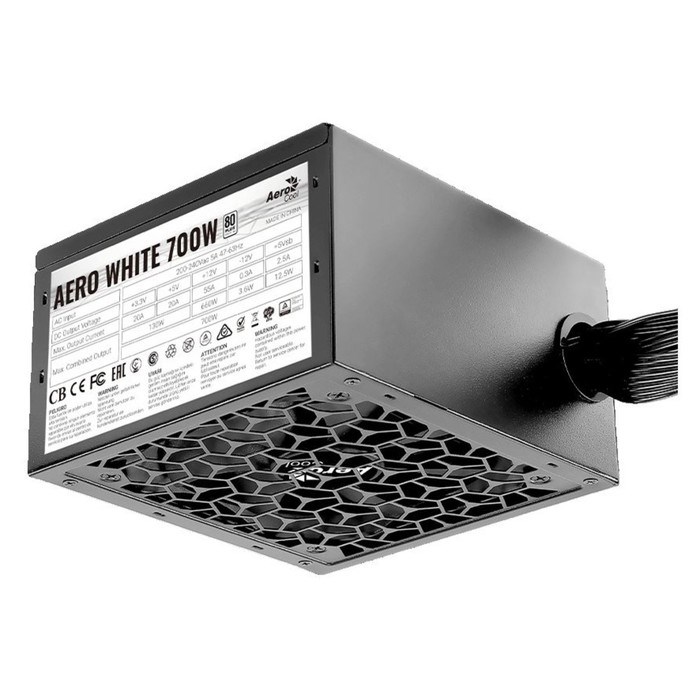 Блок питания Aerocool ATX 700W AERO WHITE 80+ (24+4+4pin) APFC 120mm fan 5xSATA RTL - фото 51417871