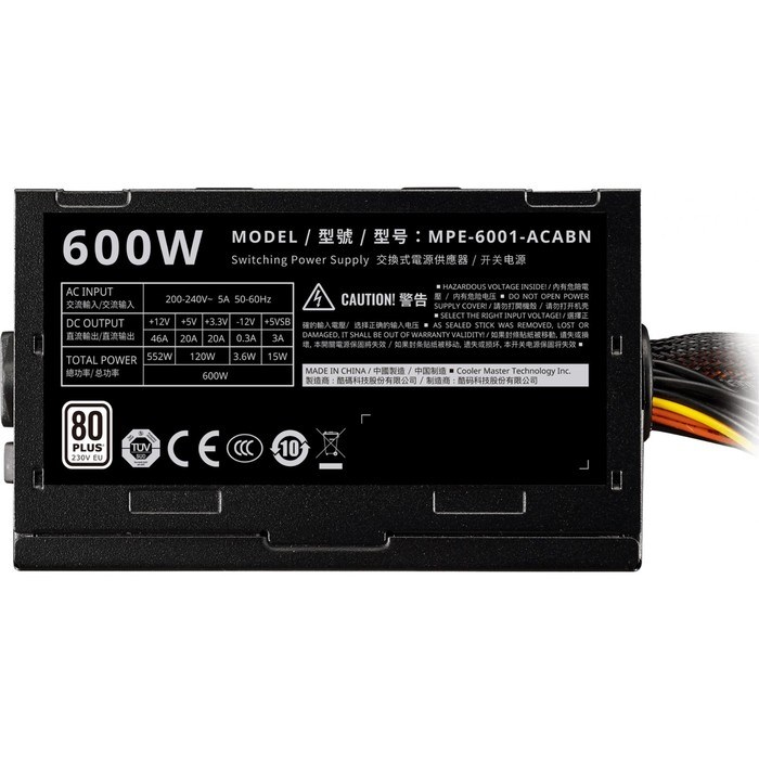 Блок питания Cooler Master ATX 600W Elite V4 80+ (24+4+4pin) APFC 120mm fan 5xSATA RTL - фото 51417949