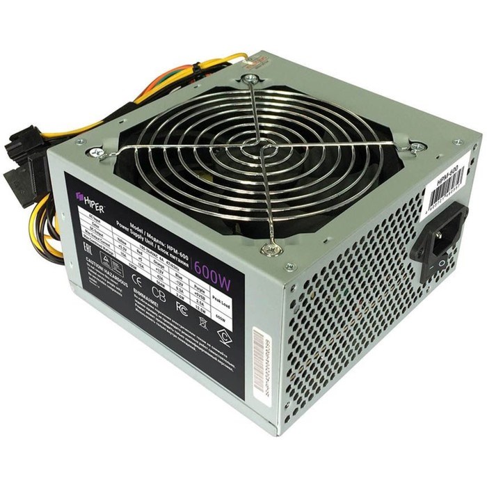 Блок питания Hiper ATX 600W HPM-600 (24+4+4pin) PPFC 120mm fan 4xSATA - фото 51418272