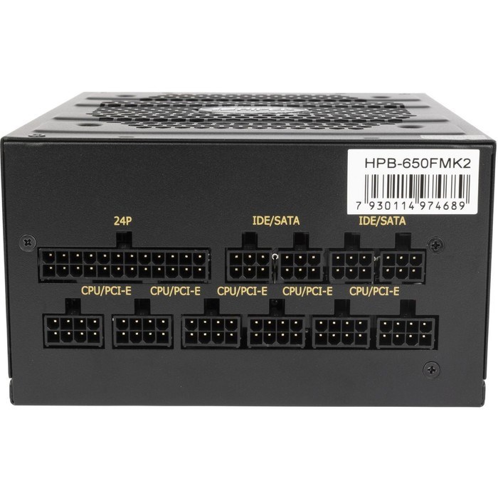 Блок питания Hiper ATX 650W HPB-650FMK2 80+ gold (24+4+4pin) APFC 120mm fan 6xSATA Cab Manag   10044 - фото 51418287