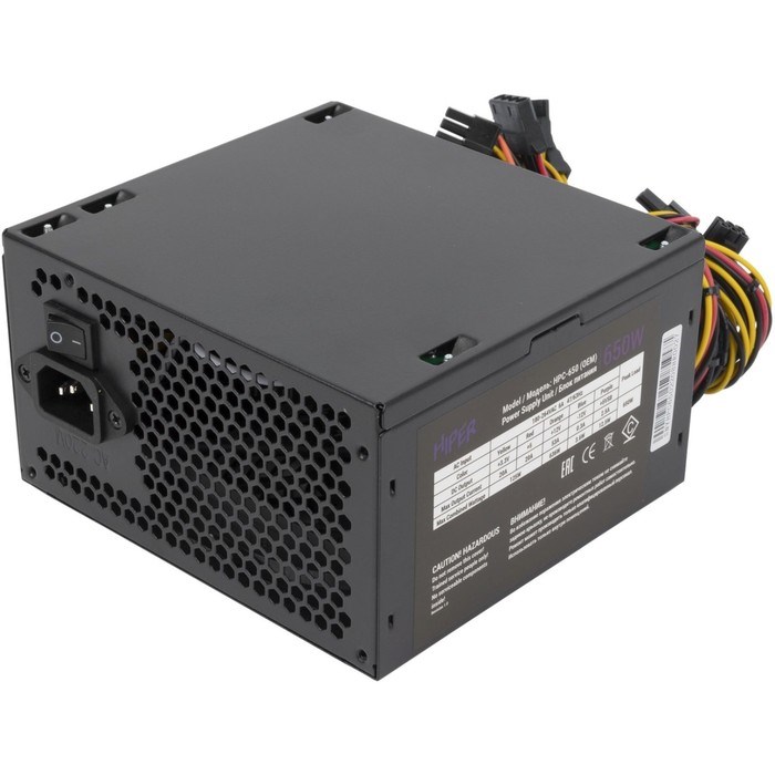 Блок питания Hiper ATX 650W HPC-650 80+ (24+4+4pin) APFC 120mm fan 5xSATA - фото 51418296