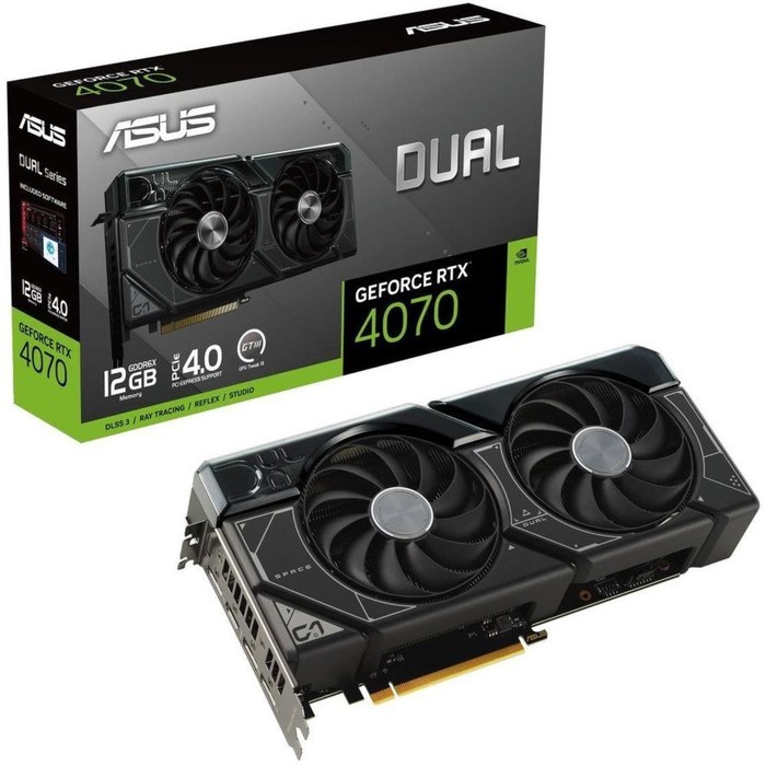 Видеокарта Asus PCI-E 4.0 DUAL-RTX4070-12G NVIDIA GeForce RTX 4070 12288Mb 192 GDDR6X 2475/2   10044 - фото 51418363