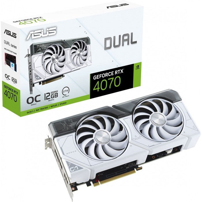 Видеокарта Asus PCI-E 4.0 DUAL-RTX4070-O12G-WHITE NVIDIA GeForce RTX 4070 12288Mb 192 GDDR6X   10044 - фото 51418372