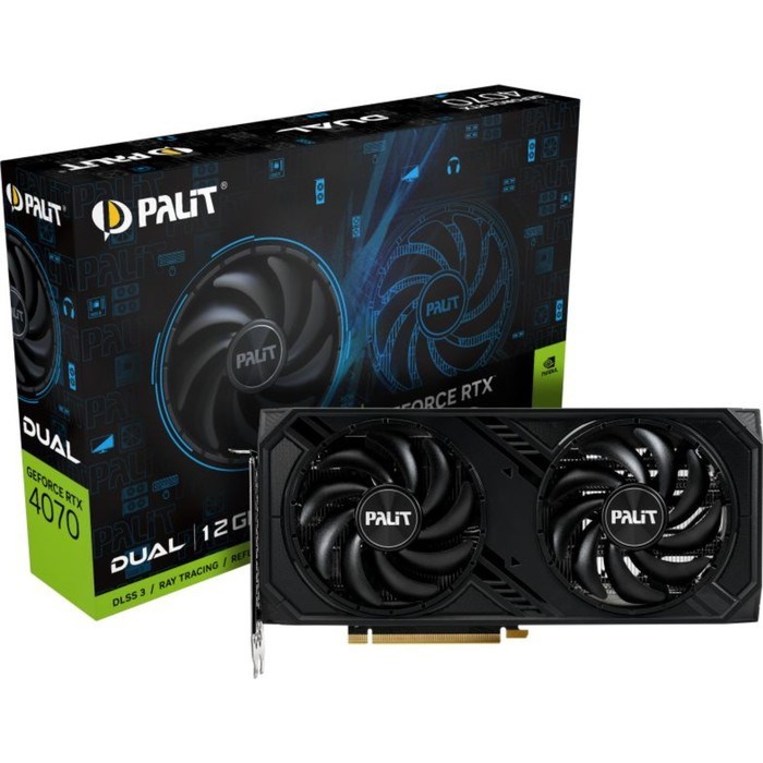 Видеокарта Palit PCI-E 4.0 RTX4070 DUAL NVIDIA GeForce RTX 4070 12288Mb 192 GDDR6X 1920/2100   10044 - фото 51418531