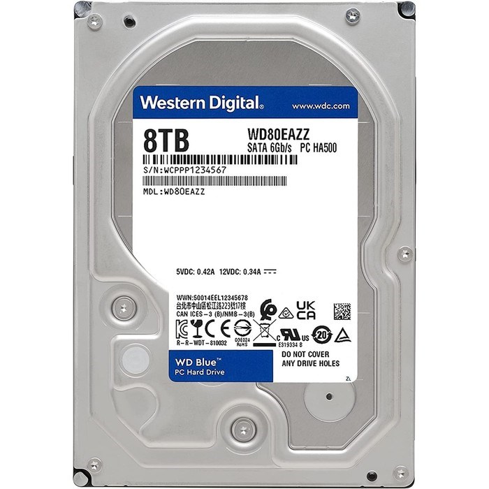 Жесткий диск WD SATA-III 8TB WD80EAZZ Blue (5640rpm) 128Mb 3.5" - фото 51418564