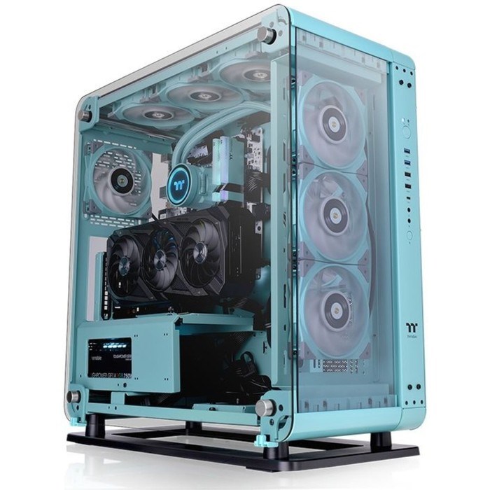 Корпус Thermaltake Core P6 TG Turquoise бирюзовый без БП ATX 10x120mm 6x140mm 2xUSB2.0 2xUSB   10044 - фото 51418884