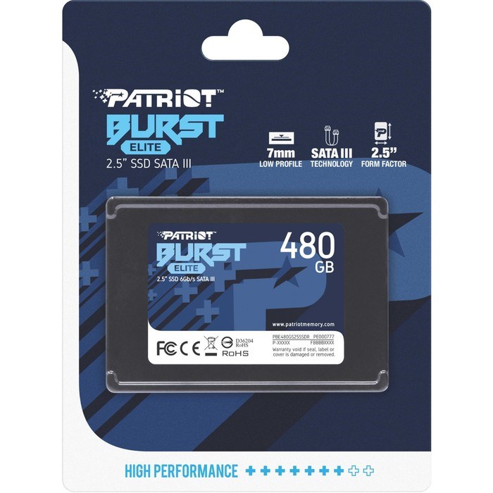 Накопитель SSD Patriot SATA III 480GB PBE480GS25SSDR Burst Elite 2.5" - фото 51419277