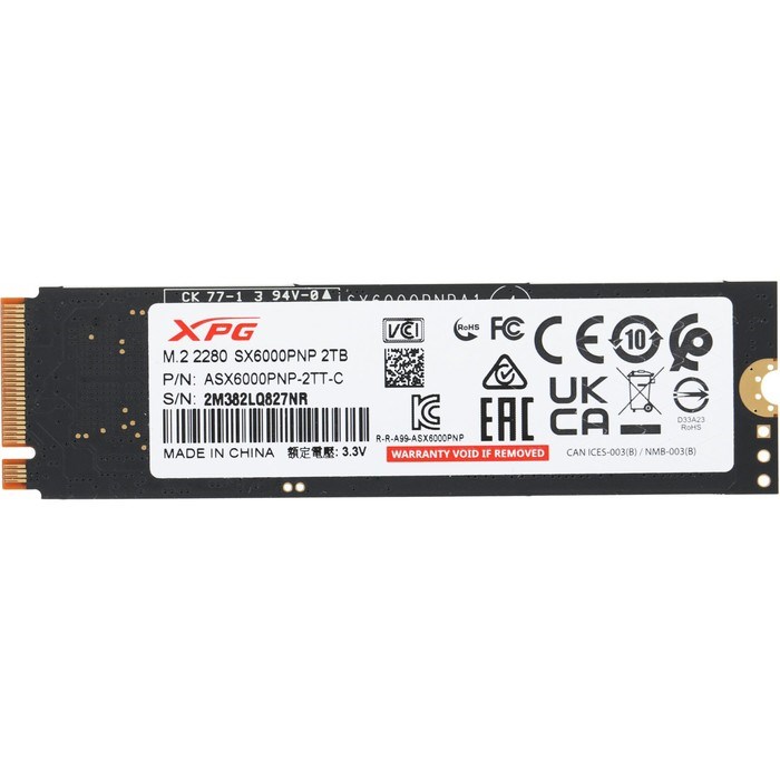 Накопитель SSD A-Data PCI-E 3.0 x4 2TB ASX6000PNP-2TT-C XPG SX6000 Pro M.2 2280 - фото 51419295