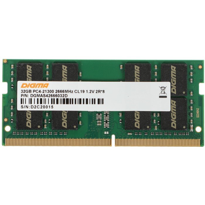 Память DDR4 32GB 2666MHz Digma DGMAS42666032D RTL PC4-21300 CL19 SO-DIMM 260-pin 1.2В dual r   10044 - фото 51419393