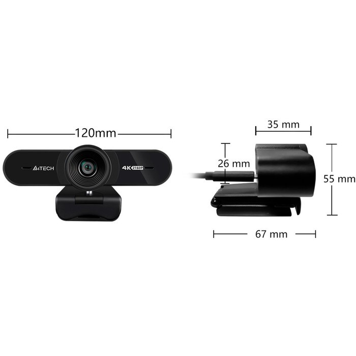 Камера Web A4Tech PK-1000HA черный 8Mpix (3840x2160) USB3.0 с микрофоном - фото 51422449