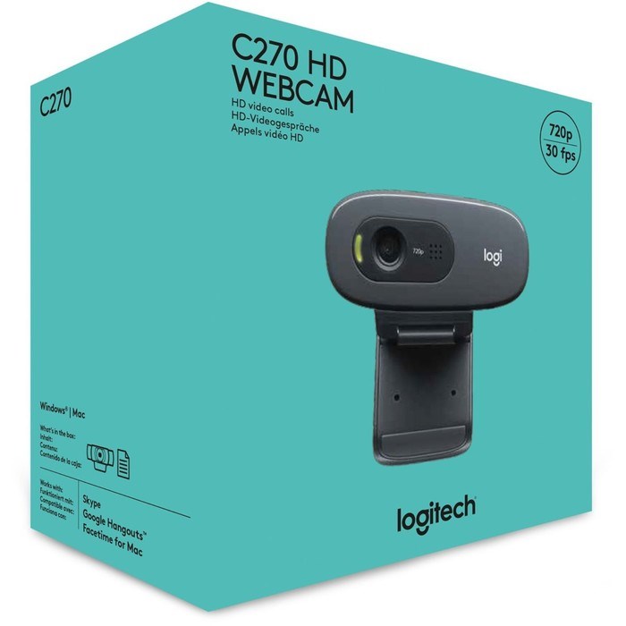 Камера Web Logitech HD Webcam C270 черный 0.9Mpix (1280x720) USB2.0 с микрофоном (960-000999   10045 - фото 51422507