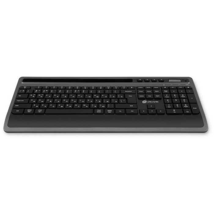 Клавиатура Оклик 860S серый/черный USB беспроводная BT/Radio slim Multimedia (подставка для   100459 - фото 51422692