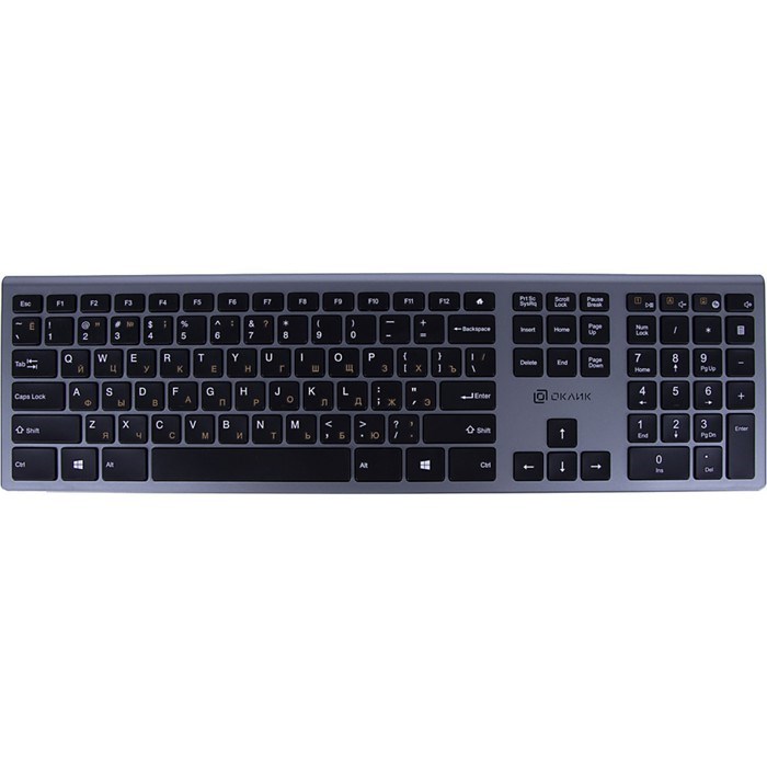 Клавиатура Оклик 890S серый USB беспроводная slim - фото 51422720