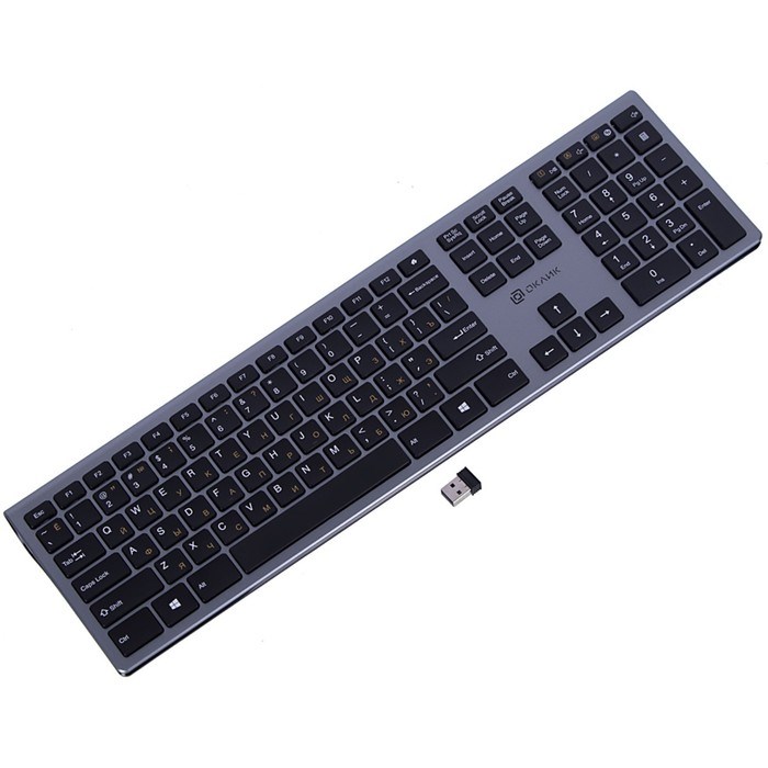 Клавиатура Оклик 890S серый USB беспроводная slim - фото 51422725
