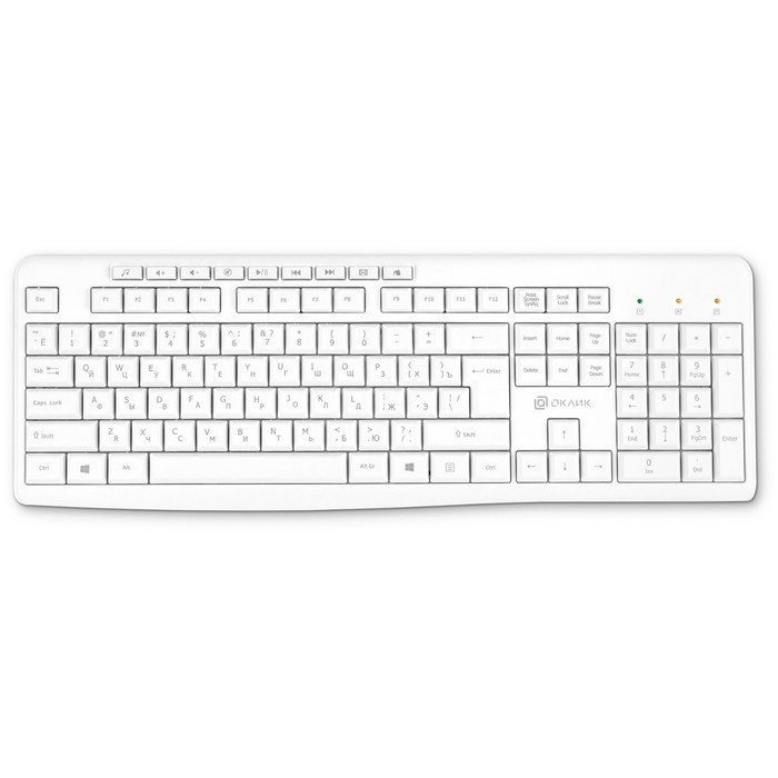 Клавиатура Оклик K225W белый USB беспроводная Multimedia (1875235) - фото 51422728