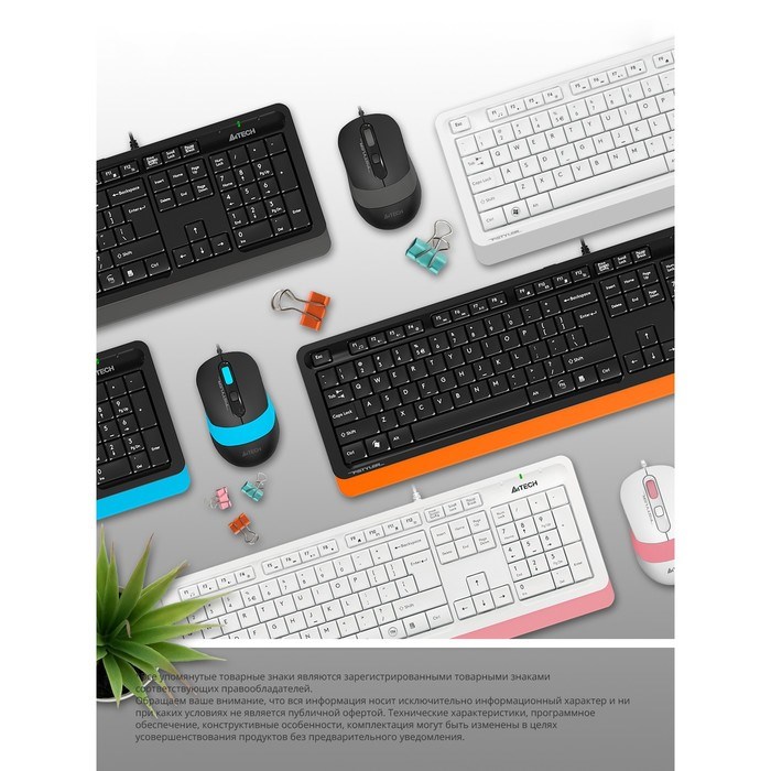 Клавиатура + мышь A4Tech Fstyler F1010 клав:белый/серый мышь:белый/серый USB Multimedia (F10   10046 - фото 51422835