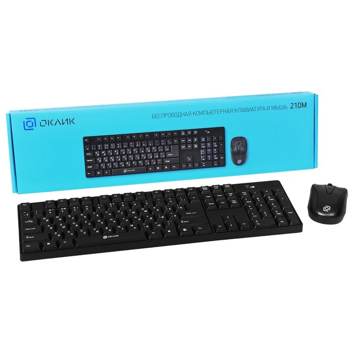 Клавиатура + мышь Оклик 210M клав:черный мышь:черный USB беспроводная (612841) - фото 51422923