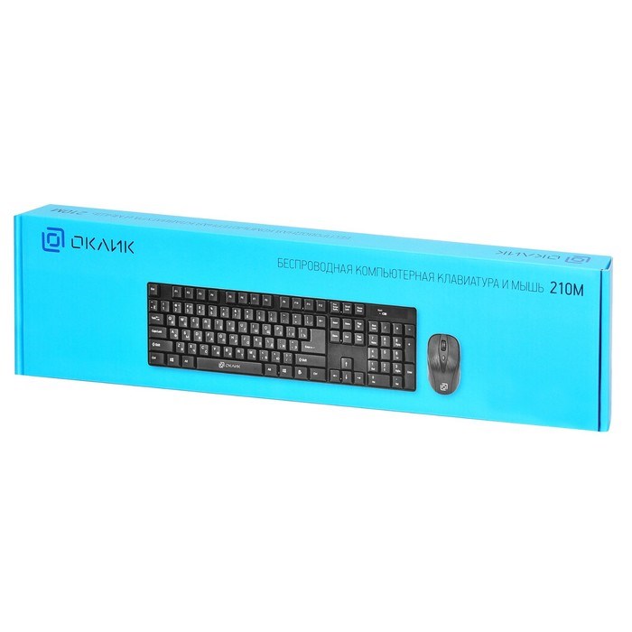 Клавиатура + мышь Оклик 210M клав:черный мышь:черный USB беспроводная (612841) - фото 51422924