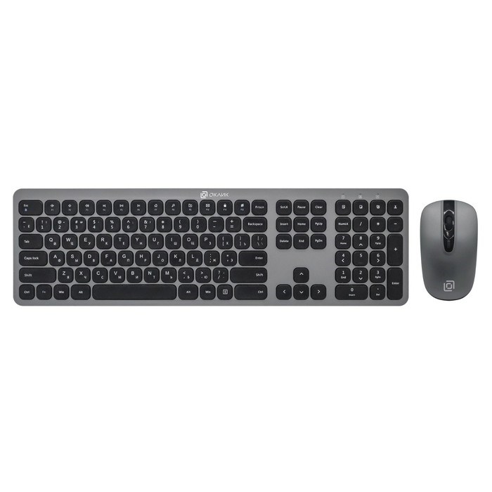 Клавиатура + мышь Оклик 300M клав:серый мышь:серый/черный USB беспроводная slim (1488402) - фото 51422947