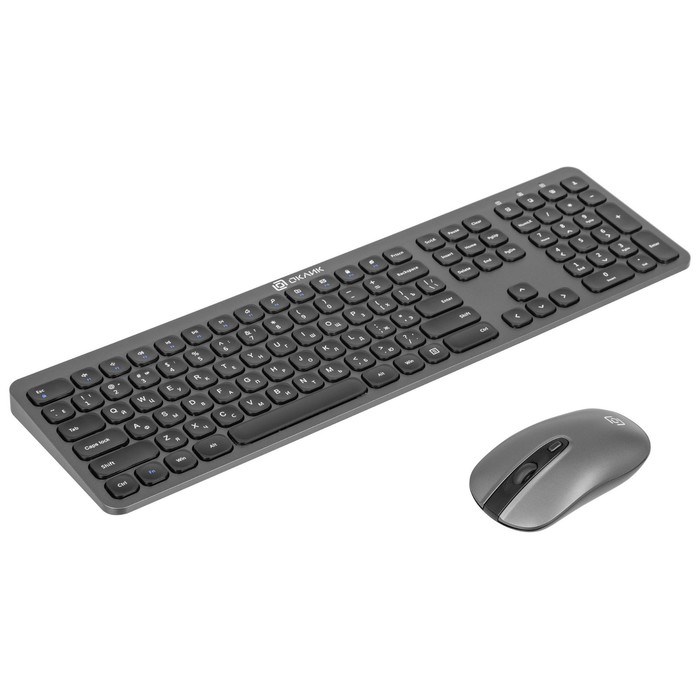 Клавиатура + мышь Оклик 300M клав:серый мышь:серый/черный USB беспроводная slim (1488402) - фото 51422948