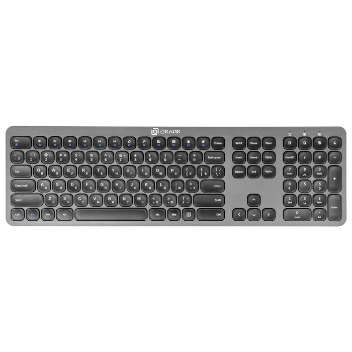 Клавиатура + мышь Оклик 300M клав:серый мышь:серый/черный USB беспроводная slim (1488402) - фото 51422950