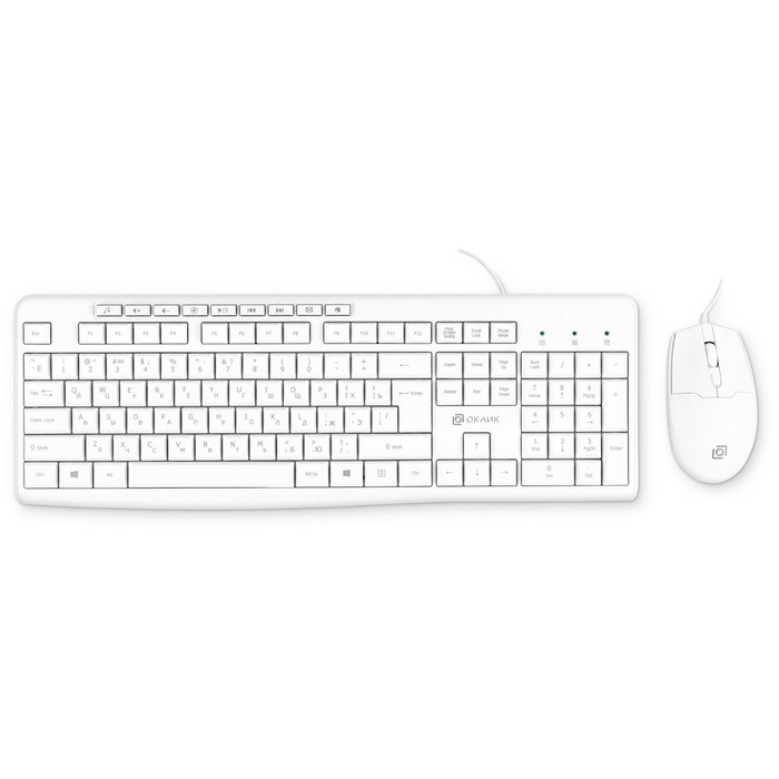 Клавиатура + мышь Оклик S650 клав:белый мышь:белый USB Multimedia (1875257) - фото 51422983