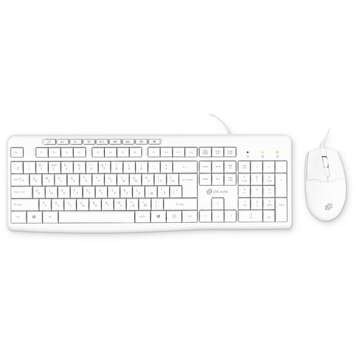 Клавиатура + мышь Оклик S650 клав:белый мышь:белый USB Multimedia (1875257) - фото 51422984