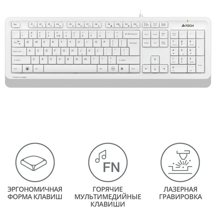 Клавиатура A4Tech Fstyler FK10 белый/серый USB - фото 51423125