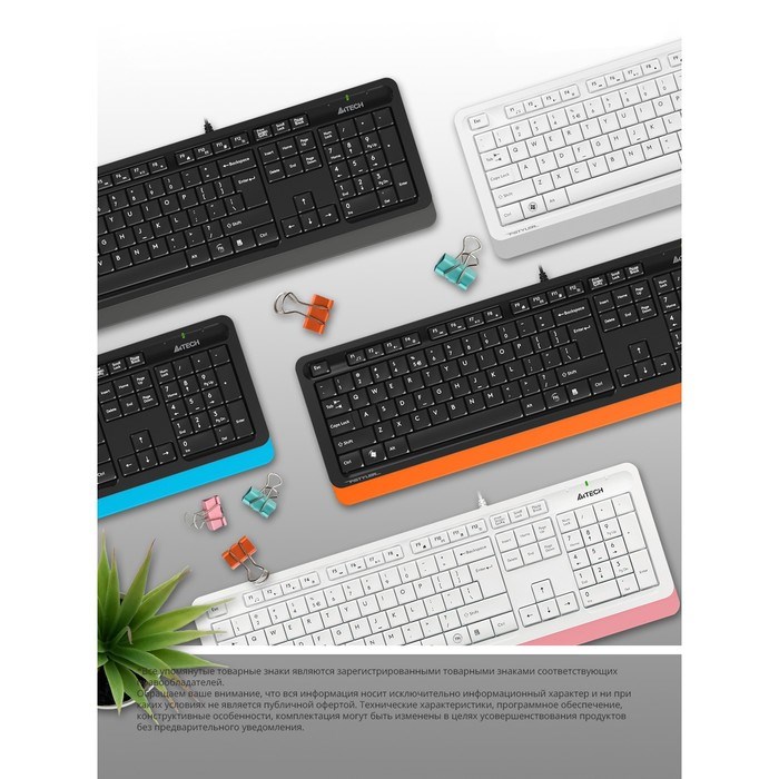 Клавиатура A4Tech Fstyler FK10 белый/серый USB - фото 51423128