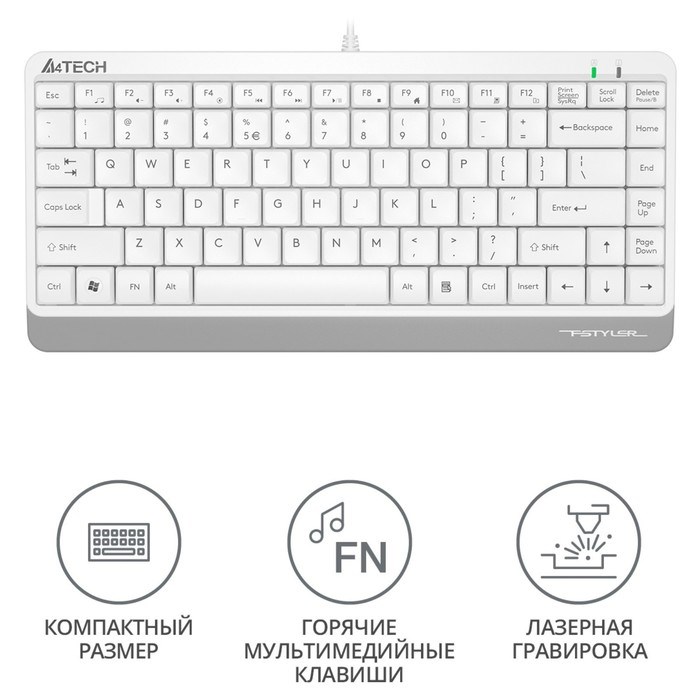 Клавиатура A4Tech Fstyler FK11 белый USB slim - фото 51423134