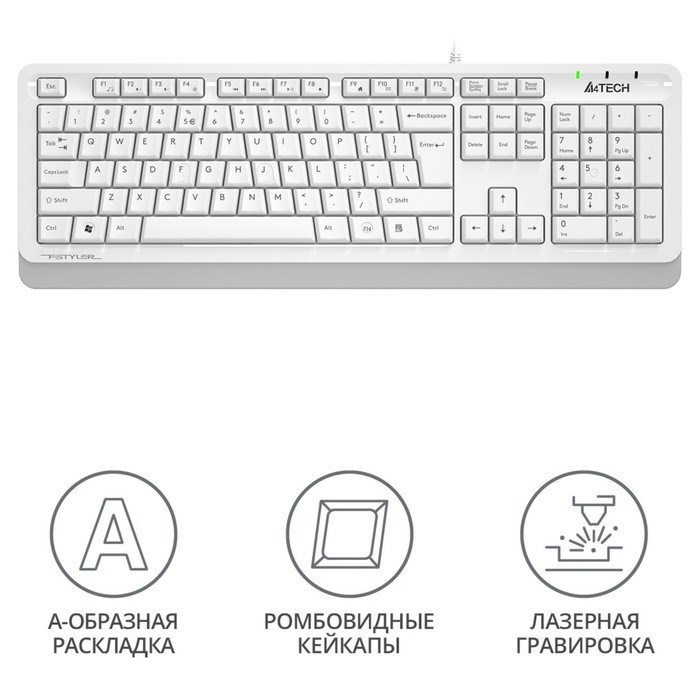 Клавиатура A4Tech Fstyler FKS10 белый/серый USB - фото 51423184