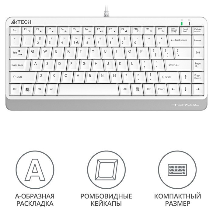 Клавиатура A4Tech Fstyler FKS11 белый/серый USB - фото 51423194