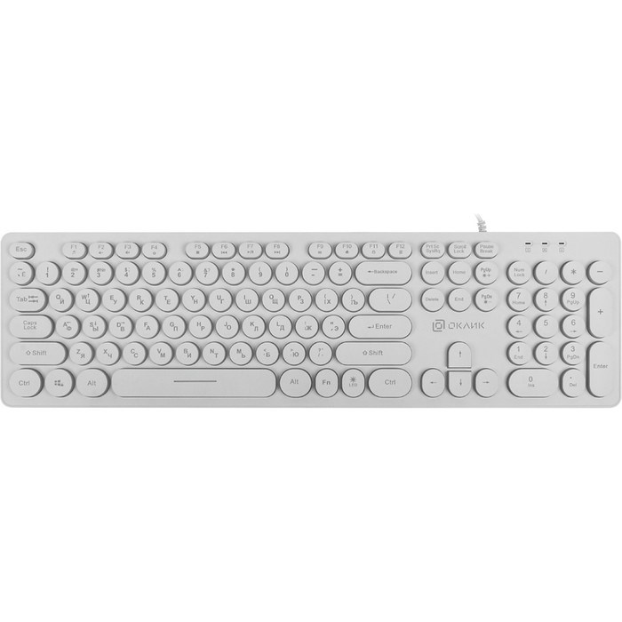 Клавиатура Оклик 420MRL белый USB slim Multimedia LED - фото 51423498