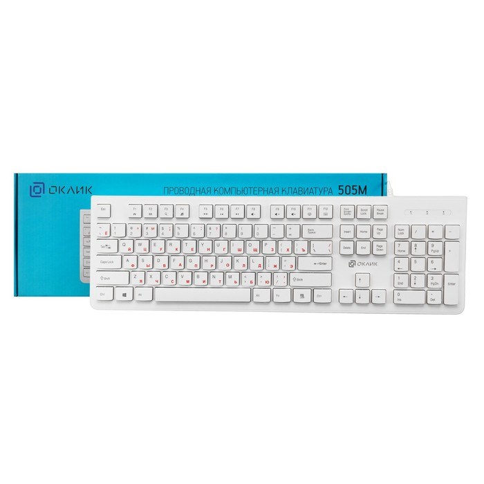 Клавиатура Оклик 505M белый USB slim - фото 51423529