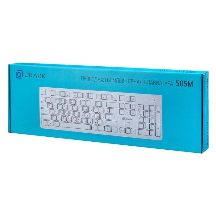 Клавиатура Оклик 505M белый USB slim - фото 51423530