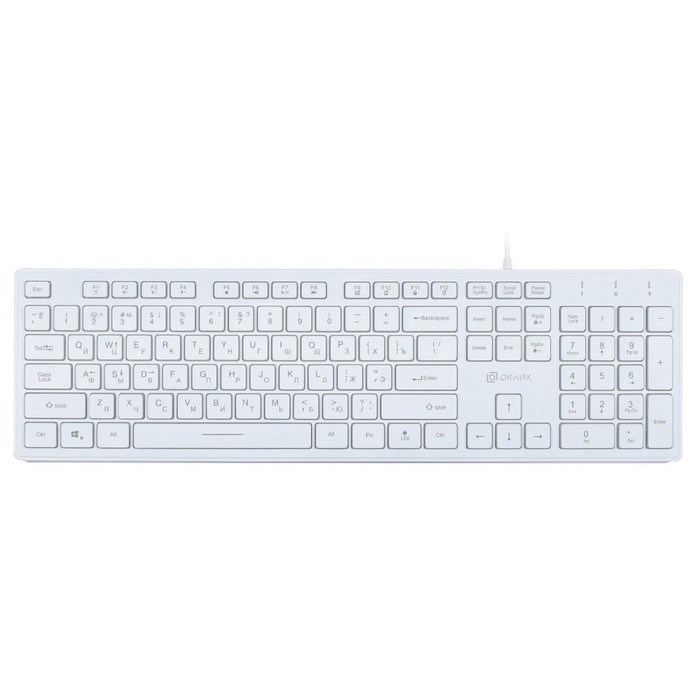 Клавиатура Оклик 550ML белый USB slim Multimedia LED - фото 51423542