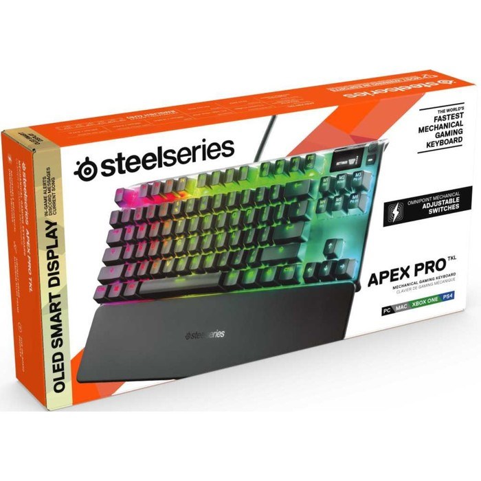 Клавиатура Steelseries Apex Pro TKL механическая черный USB for gamer LED (подставка для зап   10046 - фото 51423607