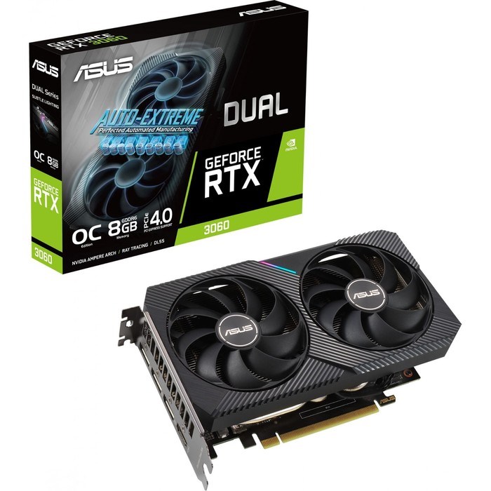 Видеокарта Asus PCI-E 4.0 DUAL-RTX3060-O8G NVIDIA GeForce RTX 3060 8192Mb 128 GDDR6 1837/150   10044 - фото 51423910