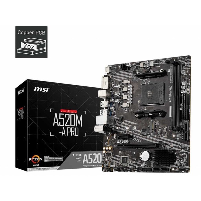 Материнская плата MSI A520M-A PRO Soc-AM4 AMD A520 2xDDR4 mATX AC`97 8ch(7.1) GbLAN RAID+DVI   10044 - фото 51424066