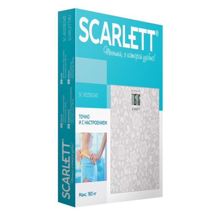 Весы напольные Scarlett SC-BS33E043, электронные, до 180 кг, белые - фото 51424923