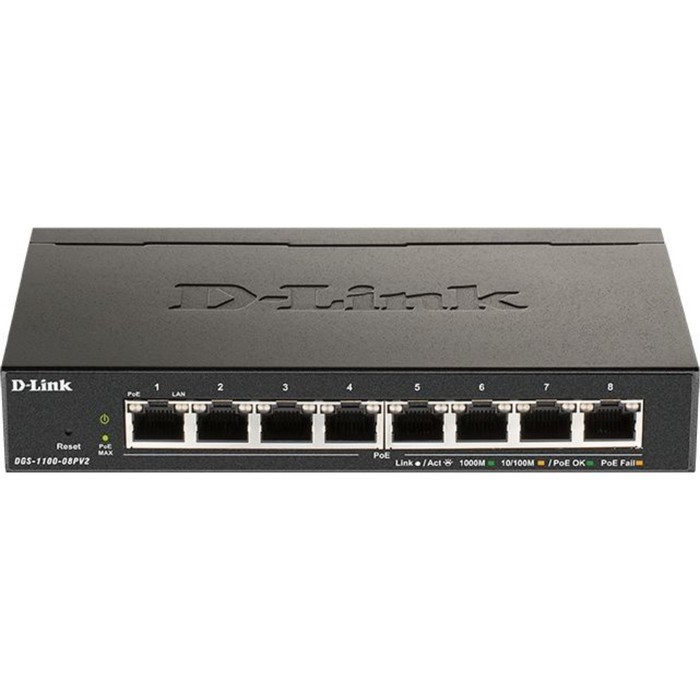 Коммутатор D-Link DGS-1100-08PLV2/A1A, настраиваемый, 8х10/100/1000BASE-T - фото 51425333