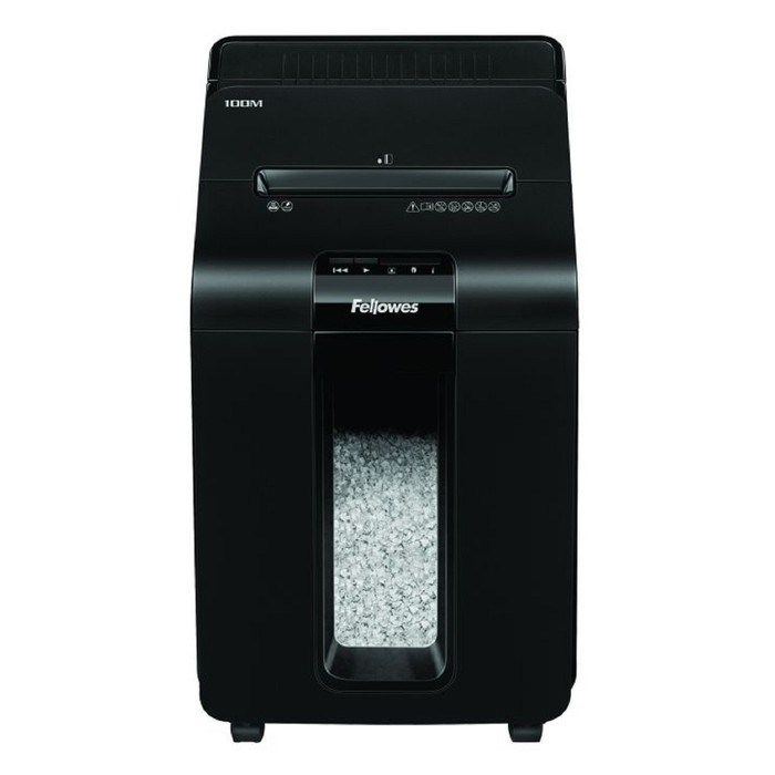 Шредер Fellowes AutoMax 100M (P-4), фрагменты 4x10мм, 100листов одн, скобы, пл.карты, 23л - фото 51425950