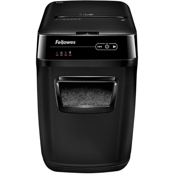 Шредер Fellowes AutoMax 150C (P-4), фрагменты 4x38мм, 150 листов одн, скобы,пл.карты,CD, 32л - фото 51425952