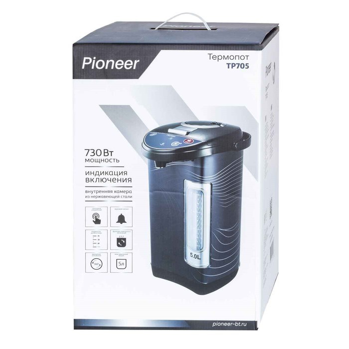 Термопот Pioneer TP705, 730 Вт, 3 способа подачи воды, 5 л, чёрный - фото 51426135