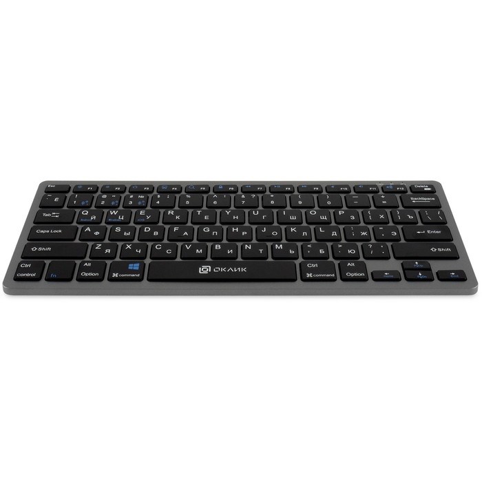 Клавиатура Оклик 835S серый/черный USB беспроводная BT/Radio slim Multimedia (1696467) - фото 51426491