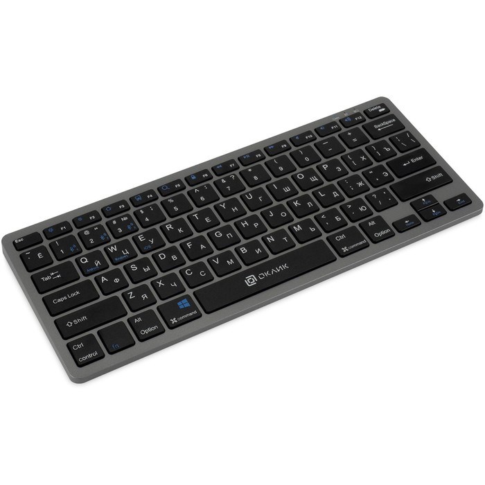 Клавиатура Оклик 835S серый/черный USB беспроводная BT/Radio slim Multimedia (1696467) - фото 51426493