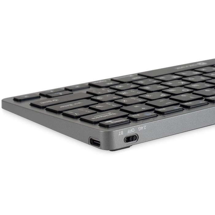 Клавиатура Оклик 835S серый/черный USB беспроводная BT/Radio slim Multimedia (1696467) - фото 51426497