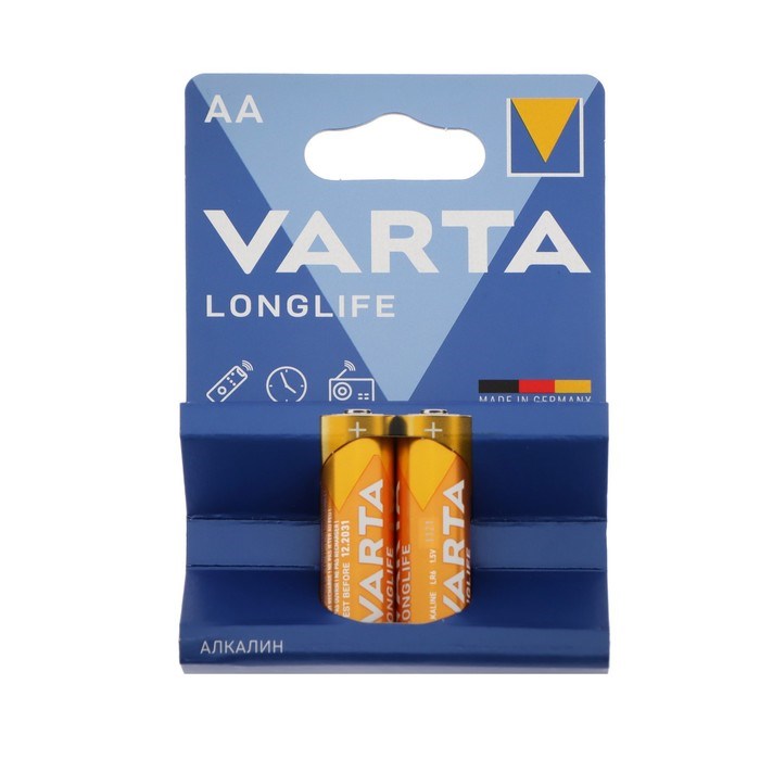 Батарейка алкалиновая Varta LongLife, AA, LR6-2BL, 1.5В, блистер, 2 шт. - фото 51426524