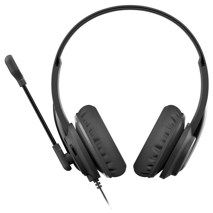 Наушники с микрофоном A4Tech HU-10 черный 2м накладные USB оголовье (HU-10/USB/BLACK) - фото 51428309