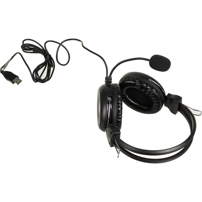 Наушники с микрофоном A4Tech HU-30 черный 2м накладные USB оголовье - фото 51428320